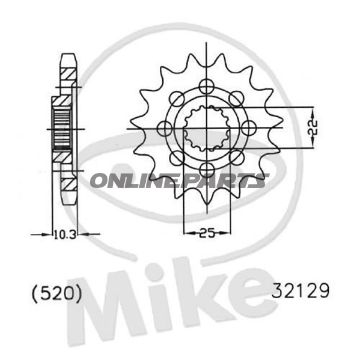 Front Sprocket Rac 14 Tooth 520Narrow Spline 22/25