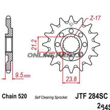 Front Sprocket Racing 14Tooth Pitch 520Narrow Spline 21/23.8
