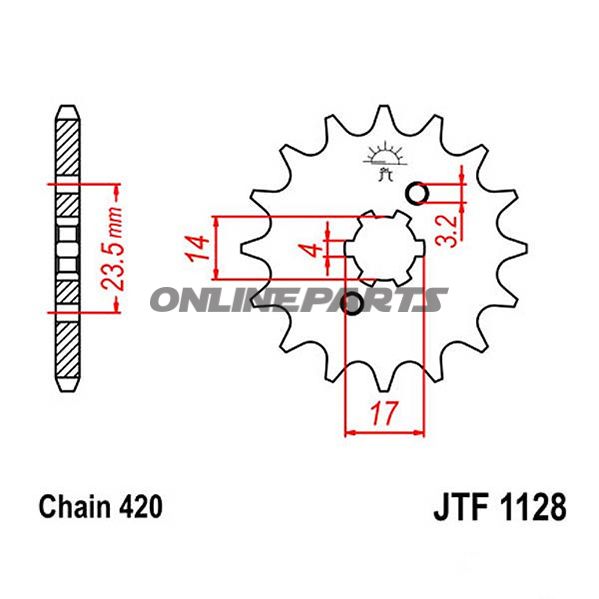 Front Sprocket 11Tooth Pitch 420Large Spline 4 Mm 14/17