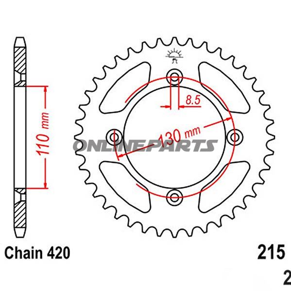Rear Sprocket 56 Tooth Pitch 420Inner Diameter 110 Bolt Spacing 130