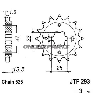 Front Sprocket 16 Tooth 525Large Spline 6 Mm 22/25