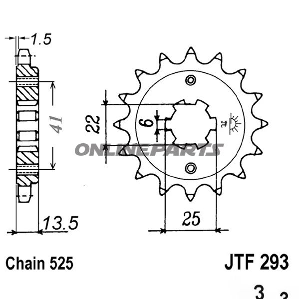 Front Sprocket 16 Tooth 525Large Spline 6 Mm 22/25