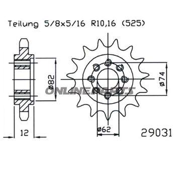 Front Sprocket 22Tooth Pitch 525Round 17.2/20