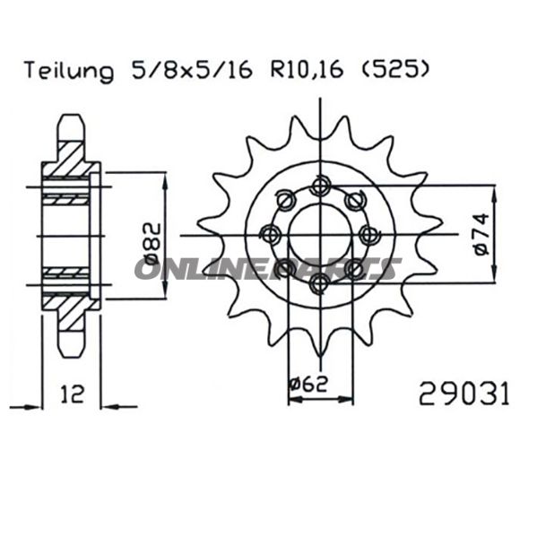 Front Sprocket 22Tooth Pitch 525Round 17.2/20