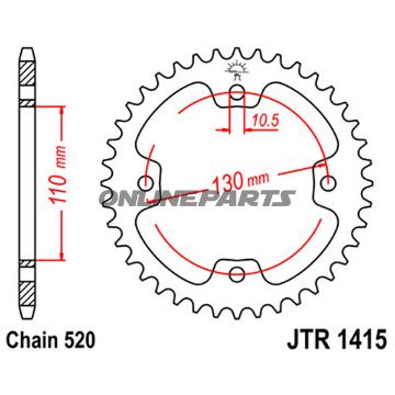 Rear Sprocket 38 Tooth Pitch 520Inner Diameter 110 Bolt Spacing 130