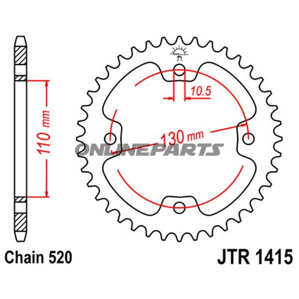 Rear Sprocket 38 Tooth Pitch 520Inner Diameter 110 Bolt Spacing 130