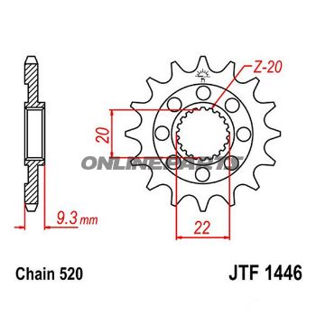 Front Sprocket Racing 14Tooth Pitch 520Narrow Spline 20/22