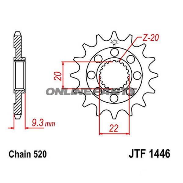 Front Sprocket Racing 14Tooth Pitch 520Narrow Spline 20/22
