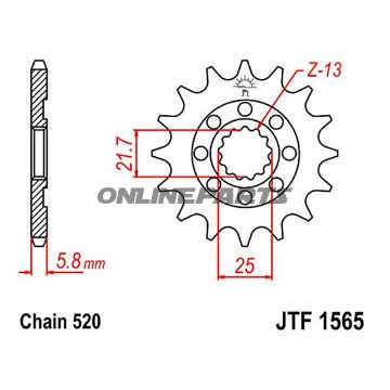 Front Sprocket Racing 13Tooth Pitch 520Narrow Spline 21.6/25