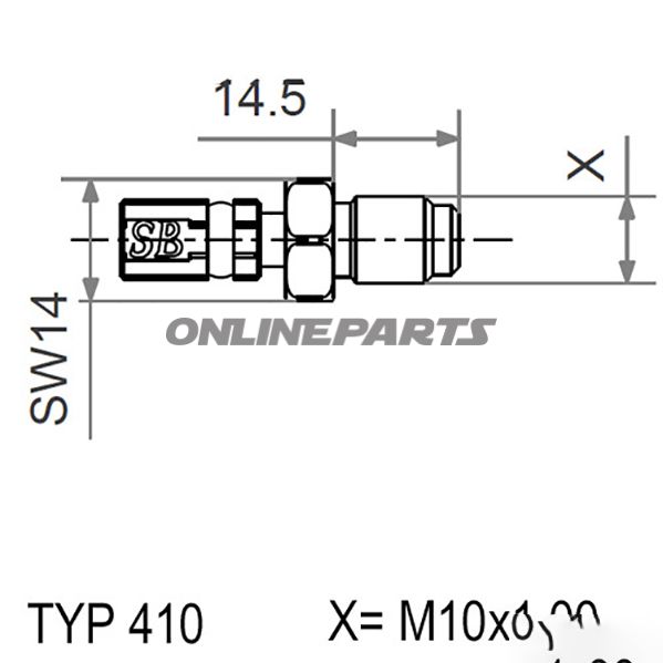 Typ410 M10x1.00 + X Stainlessmale Thread Beweg Vario