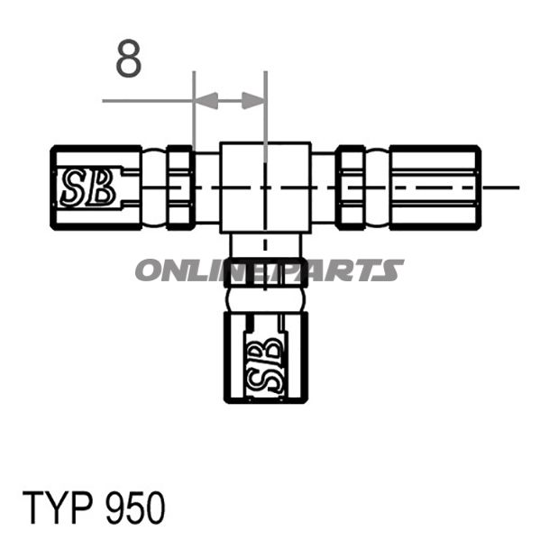 Typ950 Silver3-Way T-Piece Vario