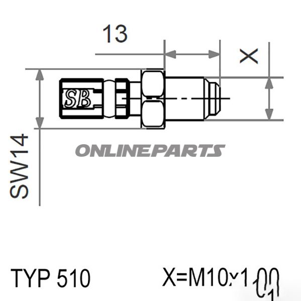 Typ510 M10x1.00 Bluemale Thread Fixed Vario