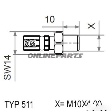 Typ511 M10x1.00 Bluemale Thread Fixed Vario