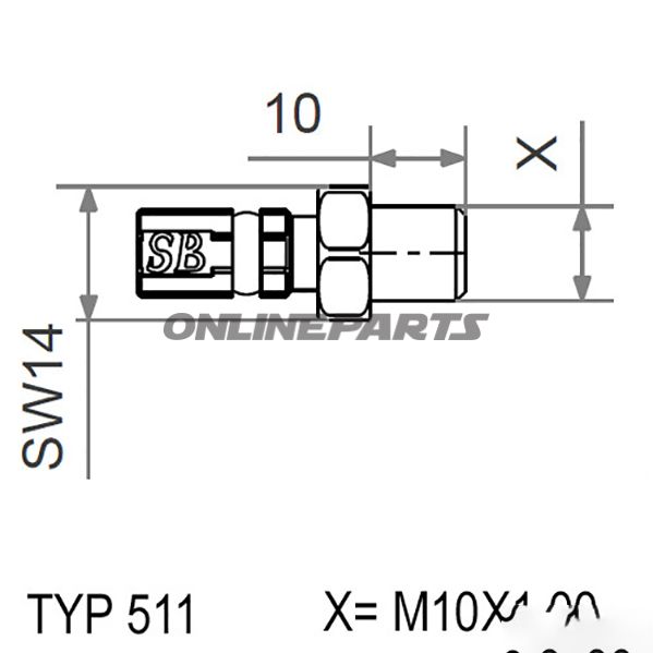 Typ511 M10x1.00 Goldmale Thread Fixed Vario