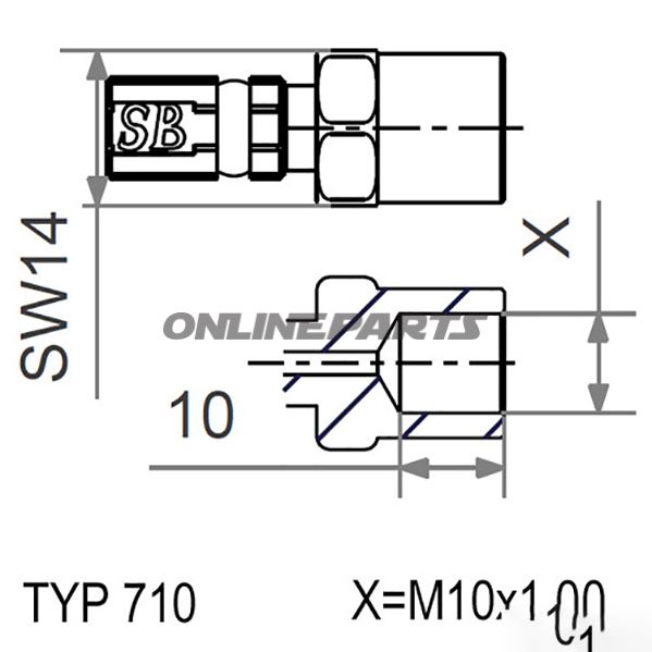 Internal Thread Fixed Variotyp710 M10x1.00 Blue