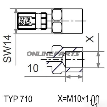 Typ710 M10x1.00 Redfemale Thread Fixed Vario