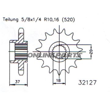 Front Sprocket 17Tooth Pitch 520Narrow Spline 21.4/25