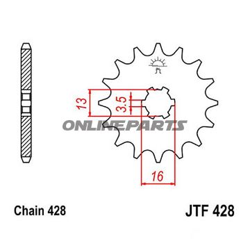 Front Sprocket 13 Tooth Pitch 428Large Spline 3.5 Inner Diameter 13/16