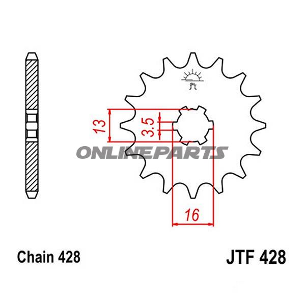Front Sprocket 13 Tooth Pitch 428Large Spline 3.5 Inner Diameter 13/16