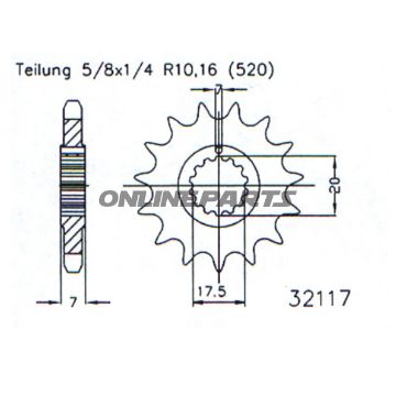 Front Sprocket 11Tooth Pitch 520Narrow Spline 17.5/20