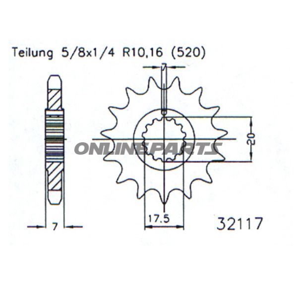 Front Sprocket 11Tooth Pitch 520Narrow Spline 17.5/20