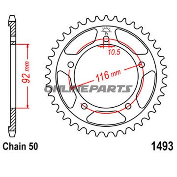 Rear Sprocket 41 Tooth Pitch 530Inner Diameter 092 Bolt Spacing 116