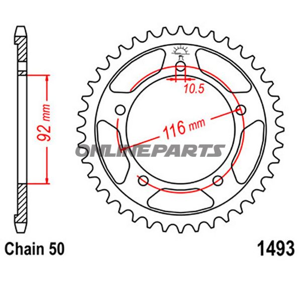 Rear Sprocket 41 Tooth Pitch 530Inner Diameter 092 Bolt Spacing 116
