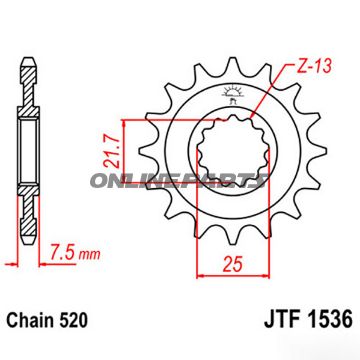 Front Sprocket 15Tooth Pitch 520Narrow Spline 21.7/25