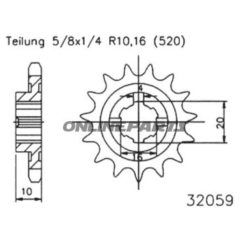 Front Sprocket 14 Tooth 520Large Spline 6Mm 16/20