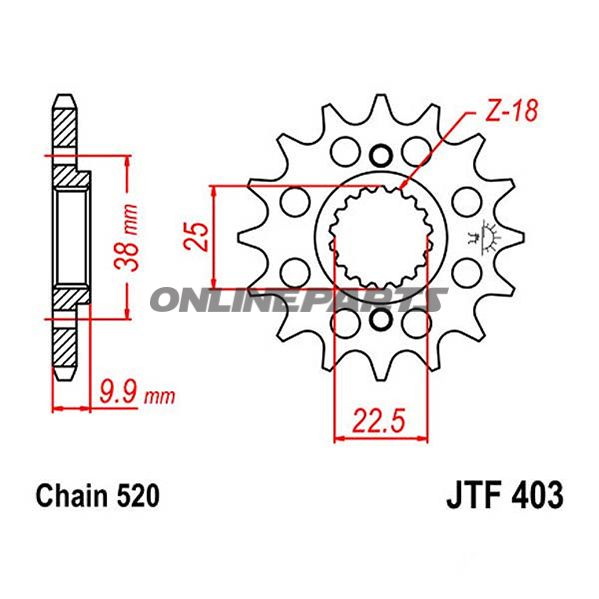 Front Sprocket Rac 13 Tooth 520Narrow Spline 22.4/25