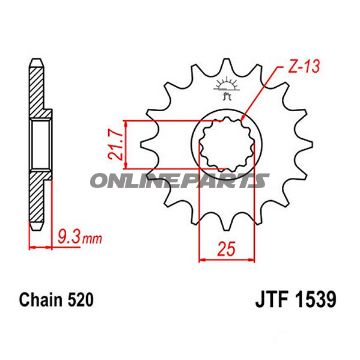 Front Sprocket 15Tooth Pitch 520Narrow Spline 21.7/25