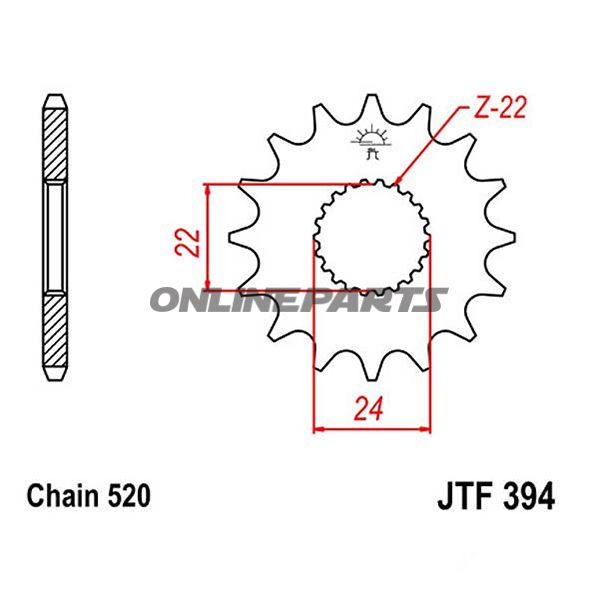 Front Sprocket 15Tooth Pitch 520Narrow Spline 22/24