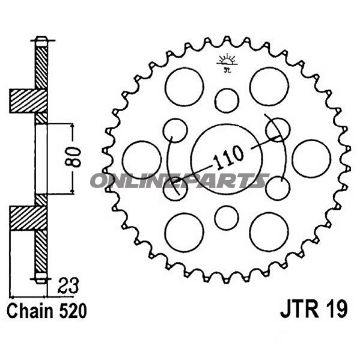 Rear Sprocket 37 Tooth Pitch 520Inner Diameter 080 Bolt Spacing 110