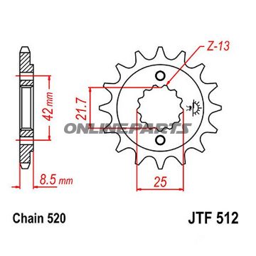 Front Sprocket 14Tooth Pitch 520Narrow Spline 21.6/25
