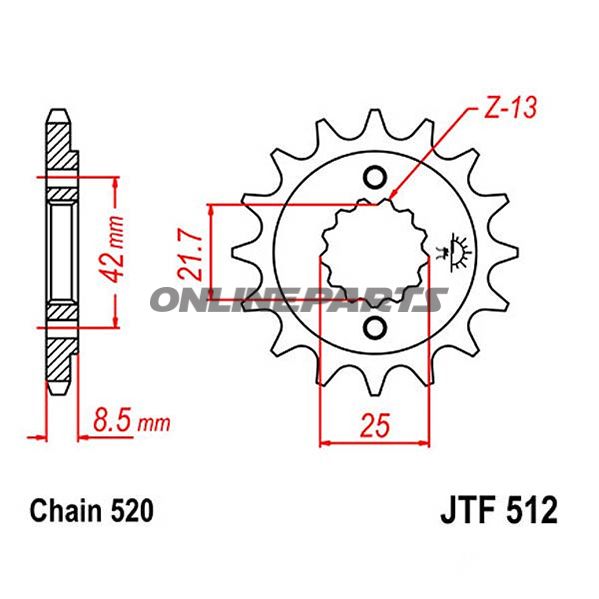 Front Sprocket 14Tooth Pitch 520Narrow Spline 21.6/25