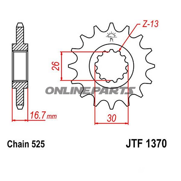 Front Sprocket 15Tooth Pitch 525Narrow Spline 26/30