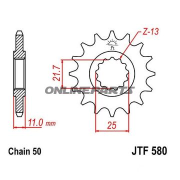 Front Sprocket 15Tooth Pitch 530Narrow Spline 21.6/25