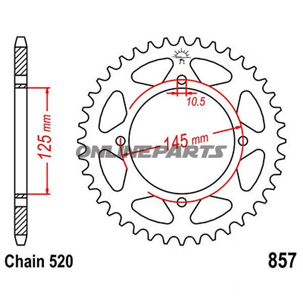 Rear Sprocket 41 Tooth Pitch 520Inner Diameter 125 Bolt Spacing 145
