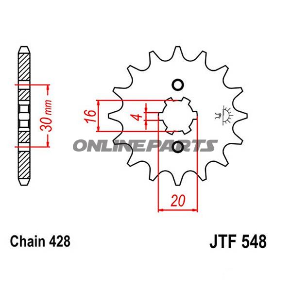 Front Sprocket 14Tooth Pitch 428Large Spline 4 Mm 16/20