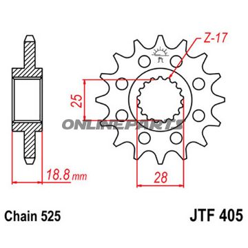Front Sprocket 20Tooth Pitch 525Narrow Spline 25/28