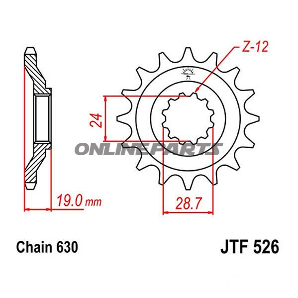 Front Sprocket 15Tooth Pitch 630Narrow Spline 24/28.5