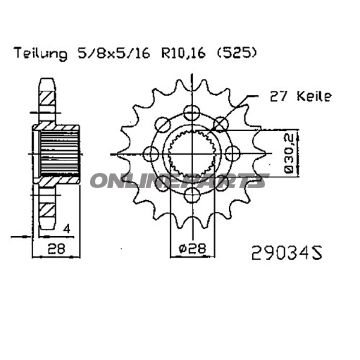 Front Sprocket Rac 18 Tooth 525Narrow Spline 28/30.2