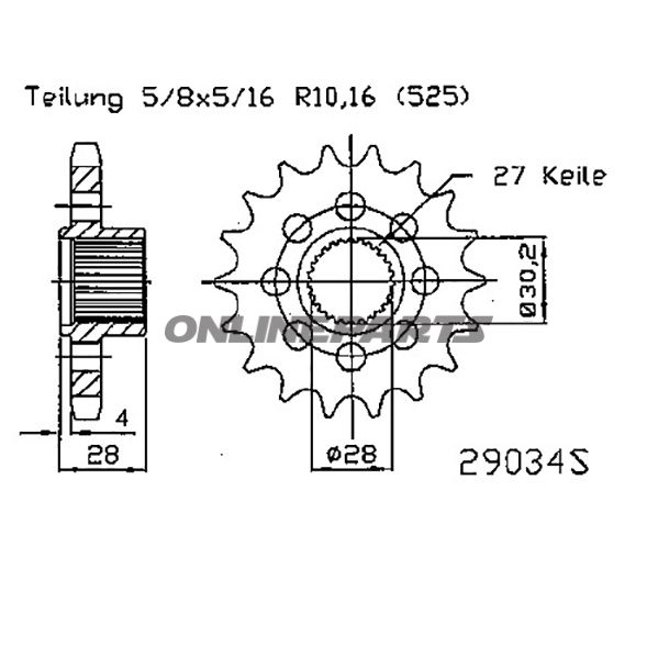 Front Sprocket Rac 18 Tooth 525Narrow Spline 28/30.2