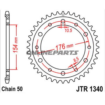 Rear Sprocket 43 Tooth Pitch 530Inner Diameter 154 Bolt Spacing 176