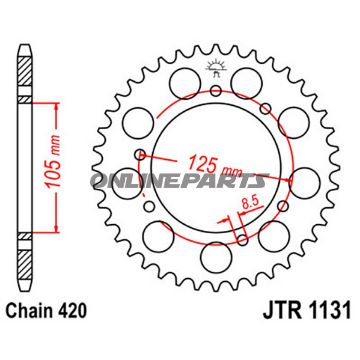 Rear Sprocket 52 Tooth Pitch 420Inner Diameter 105 Bolt Spacing 125