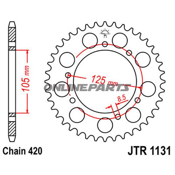 Rear Sprocket 52 Tooth Pitch 420Inner Diameter 105 Bolt Spacing 125
