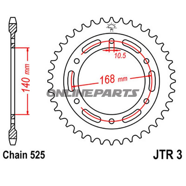 Rear Sprocket 41 Tooth Pitch 525Inner Diameter 140 Bolt Spacing 168