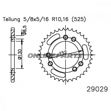 Rear Sprocket 41 Tooth Pitch 525Inner Diameter 130 Bolt Spacing 152