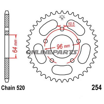 Rear Sprocket 37 Tooth Pitch 520Inner Diameter 64 Bolt Spacing 96