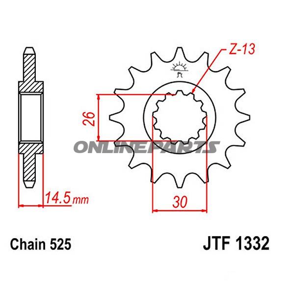 Front Sprocket 17Tooth Pitch 525Narrow Spline 26/30